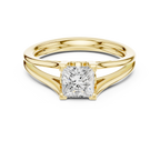 Princess Cut Handcrafted Architectural White Gold Bridal Ring
