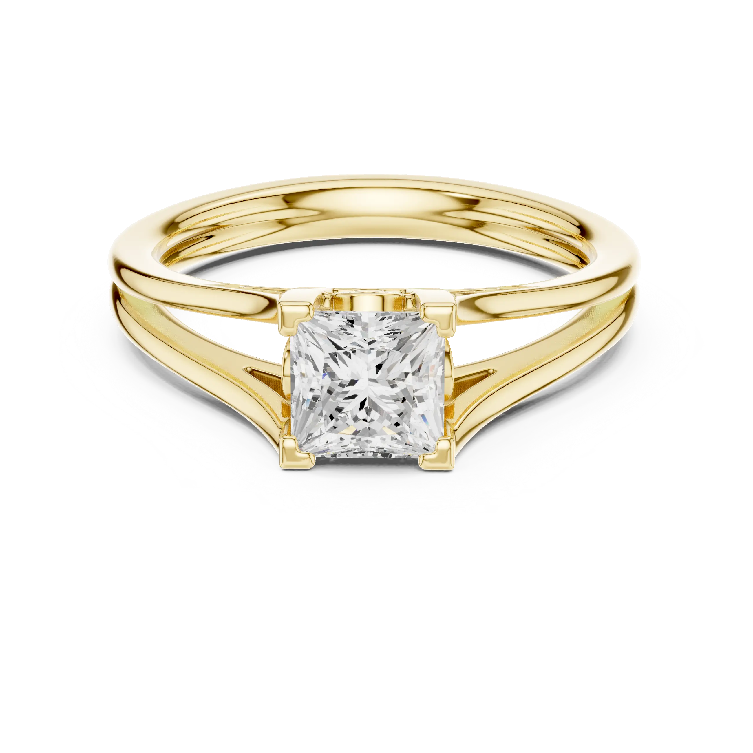 Princess Cut Handcrafted Architectural White Gold Bridal Ring