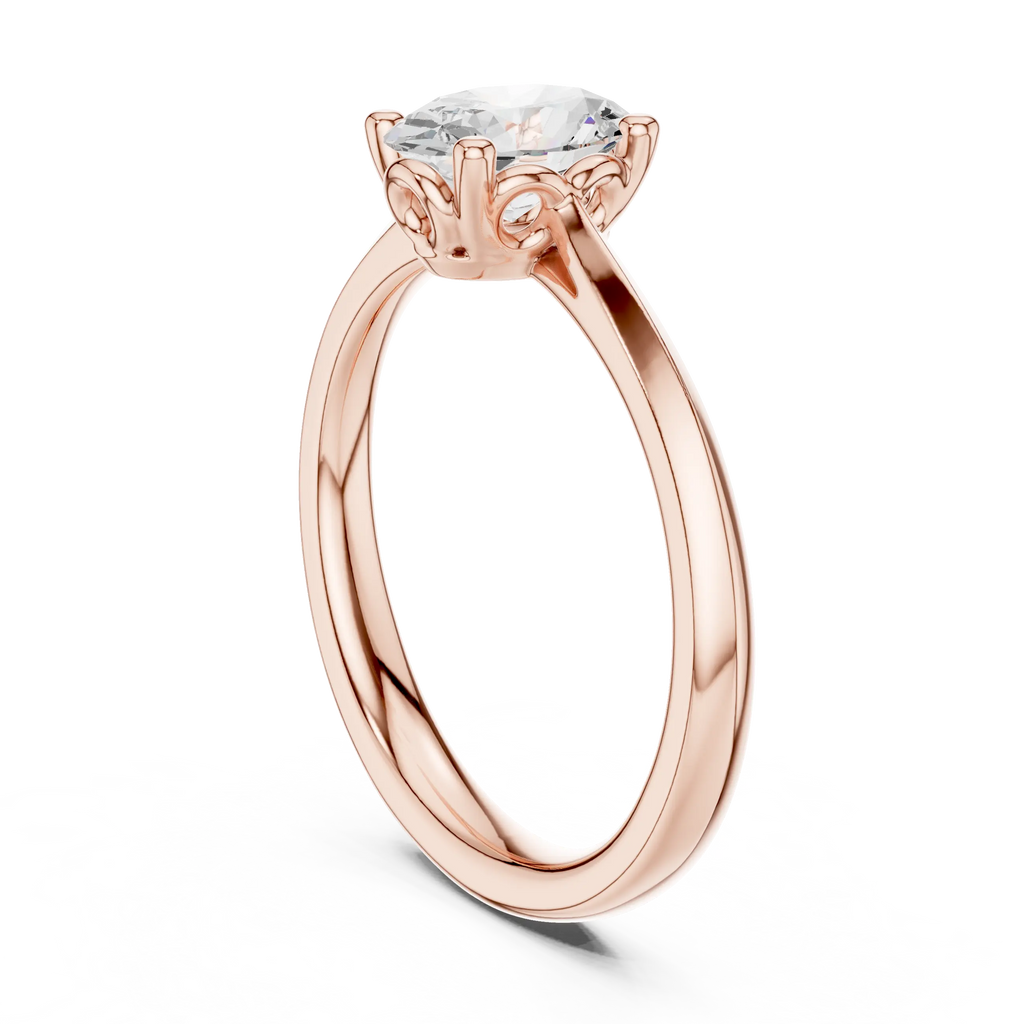 18K Yellow Gold Oval Brilliant Diamond Handcrafted Engagement Ring