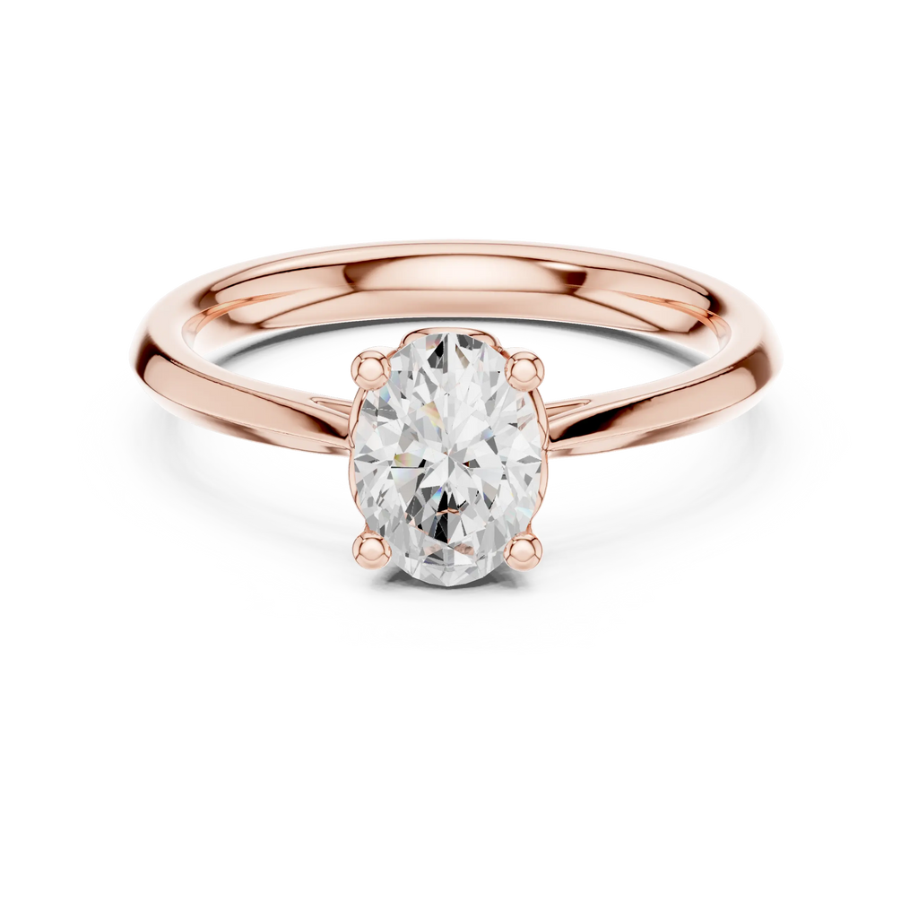 18K Yellow Gold Oval Brilliant Diamond Handcrafted Engagement Ring