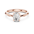 18K Yellow Gold Oval Brilliant Diamond Handcrafted Engagement Ring