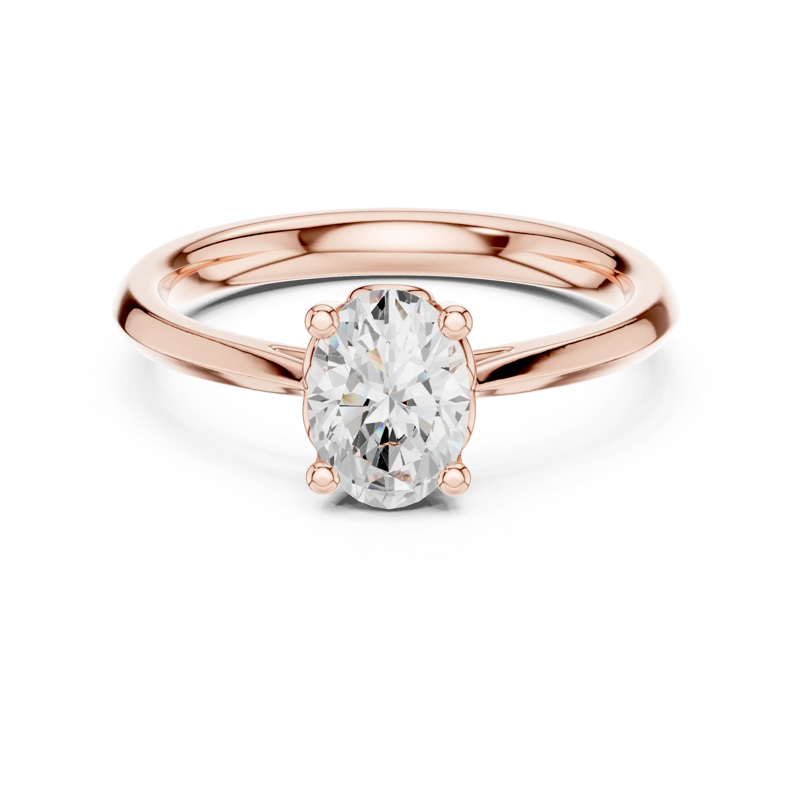 18K Yellow Gold Oval Brilliant Diamond Handcrafted Engagement Ring