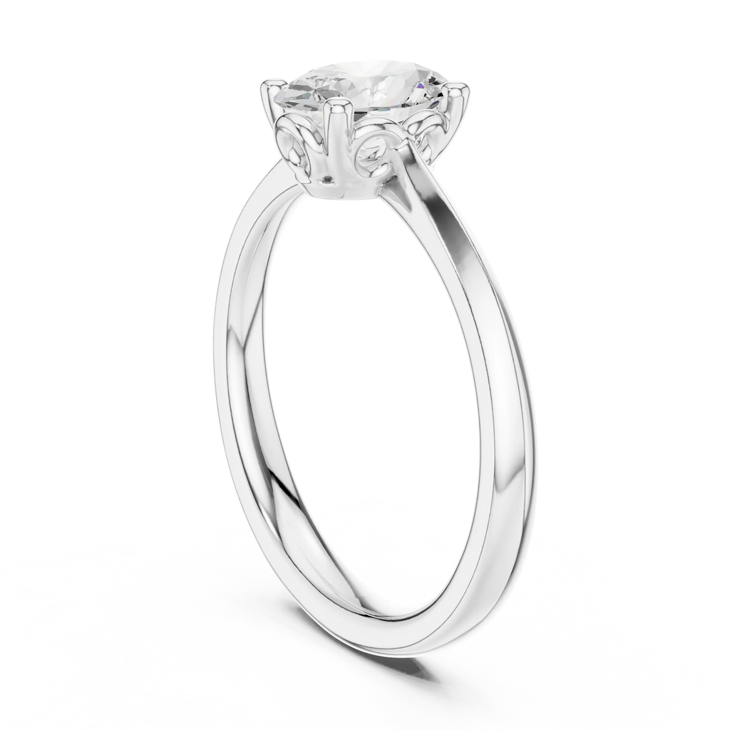 18K Yellow Gold Oval Brilliant Diamond Handcrafted Engagement Ring