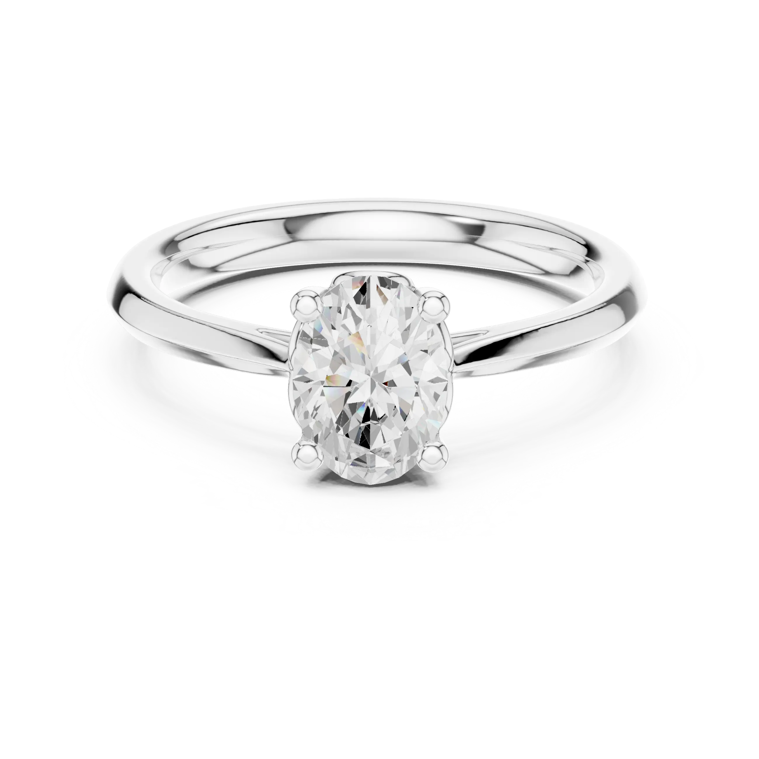 18K Yellow Gold Oval Brilliant Diamond Handcrafted Engagement Ring
