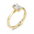 18K Yellow Gold Oval Brilliant Diamond Handcrafted Engagement Ring