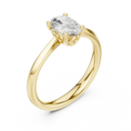 18K Yellow Gold Oval Brilliant Diamond Handcrafted Engagement Ring