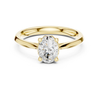18K Yellow Gold Oval Brilliant Diamond Handcrafted Engagement Ring