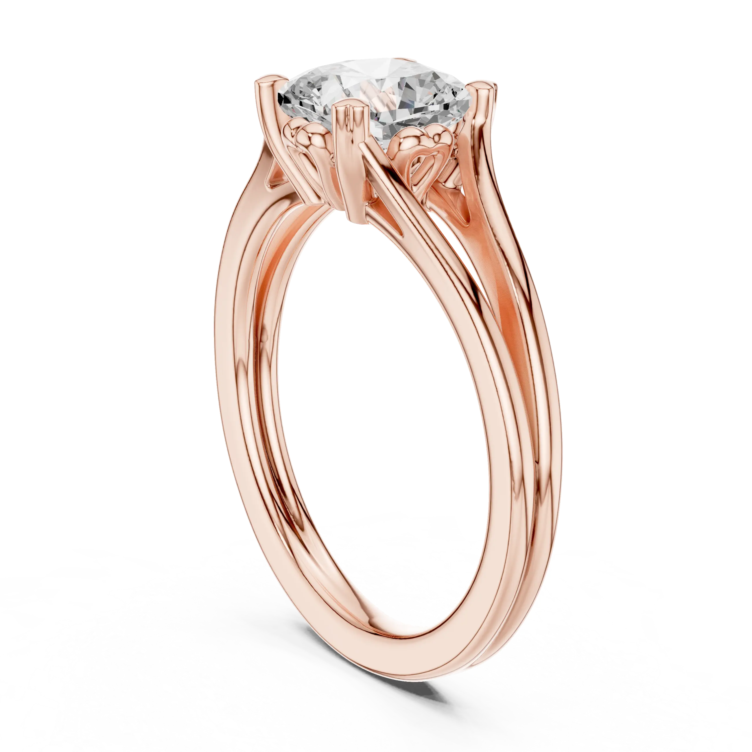 14K White Gold Cushion Cut Split-Shank Solitaire Engagement Ring