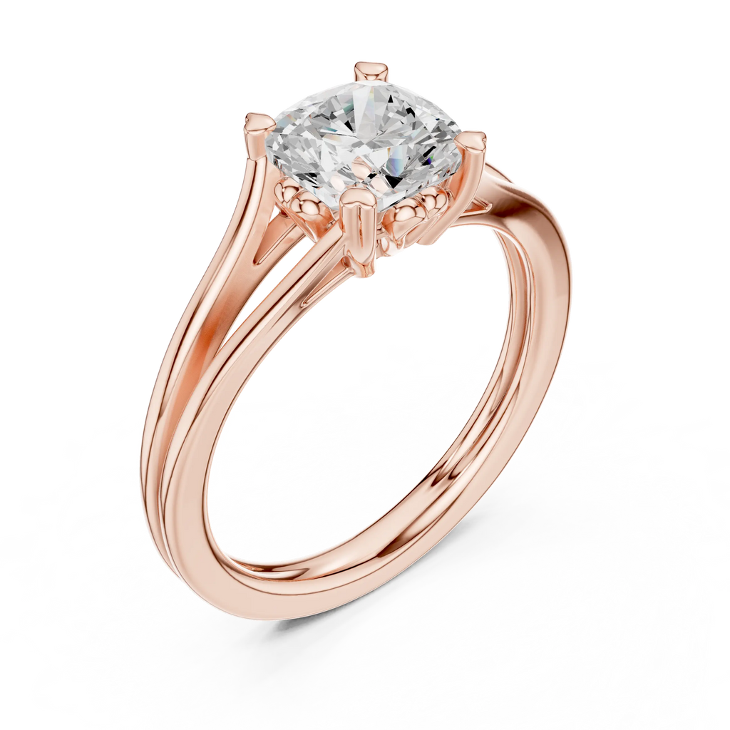 14K White Gold Cushion Cut Split-Shank Solitaire Engagement Ring
