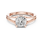 14K White Gold Cushion Cut Split-Shank Solitaire Engagement Ring