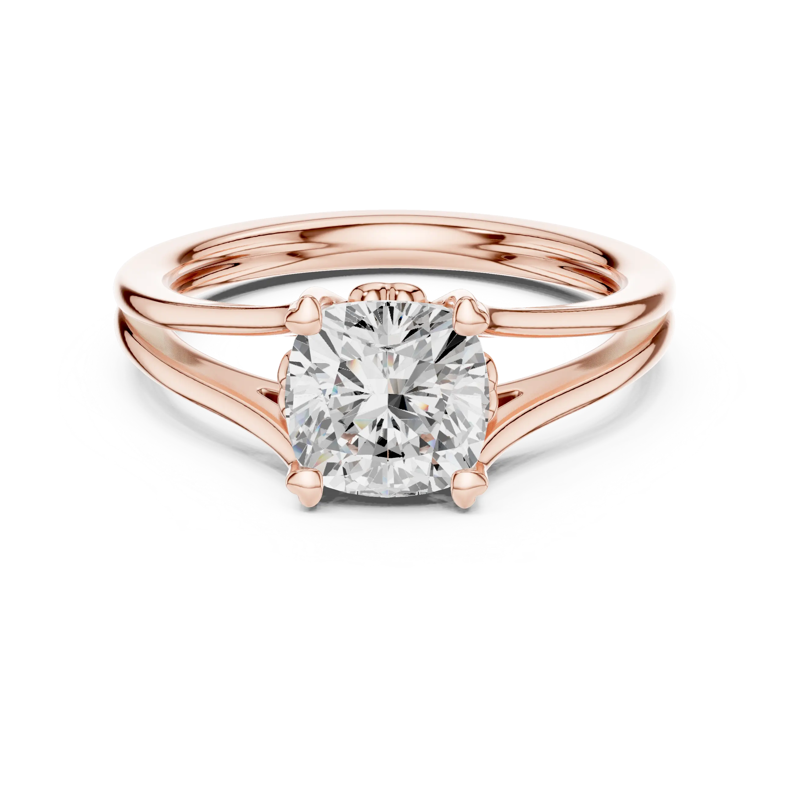 14K White Gold Cushion Cut Split-Shank Solitaire Engagement Ring