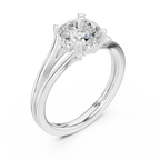 14K White Gold Cushion Cut Split-Shank Solitaire Engagement Ring