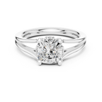 14K White Gold Cushion Cut Split-Shank Solitaire Engagement Ring
