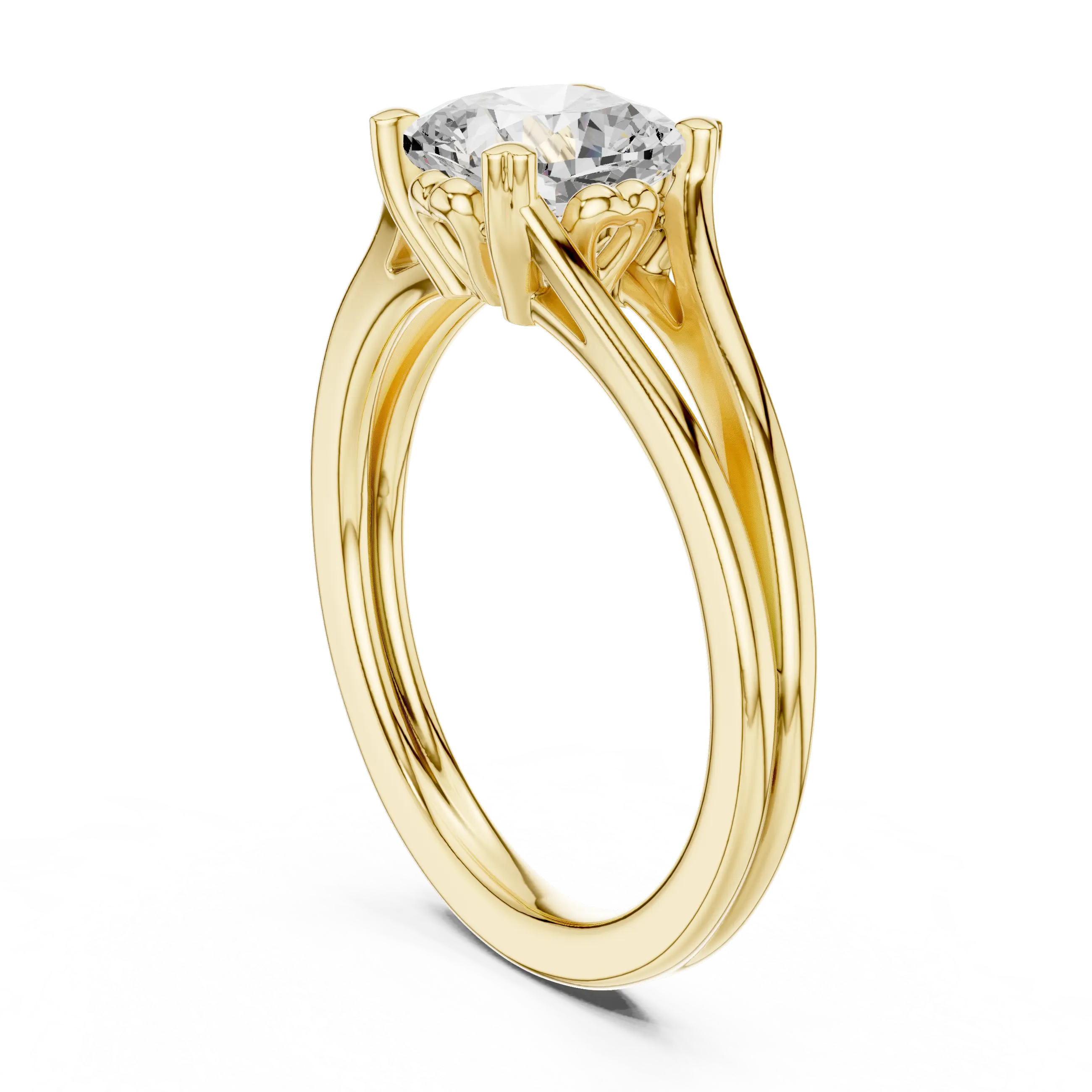 14K White Gold Cushion Cut Split-Shank Solitaire Engagement Ring