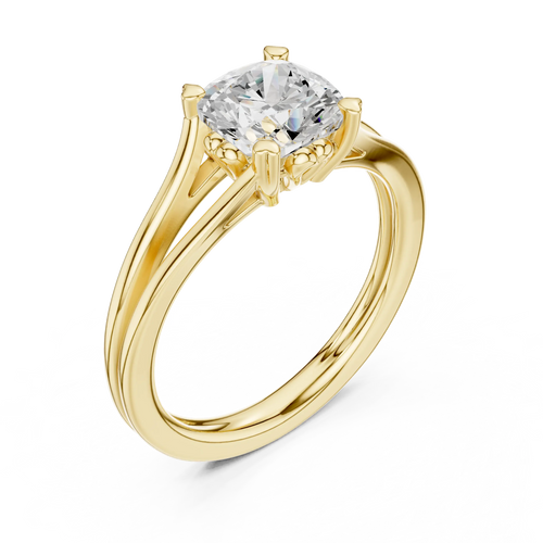 14K White Gold Cushion Cut Split-Shank Solitaire Engagement Ring