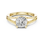 14K White Gold Cushion Cut Split-Shank Solitaire Engagement Ring