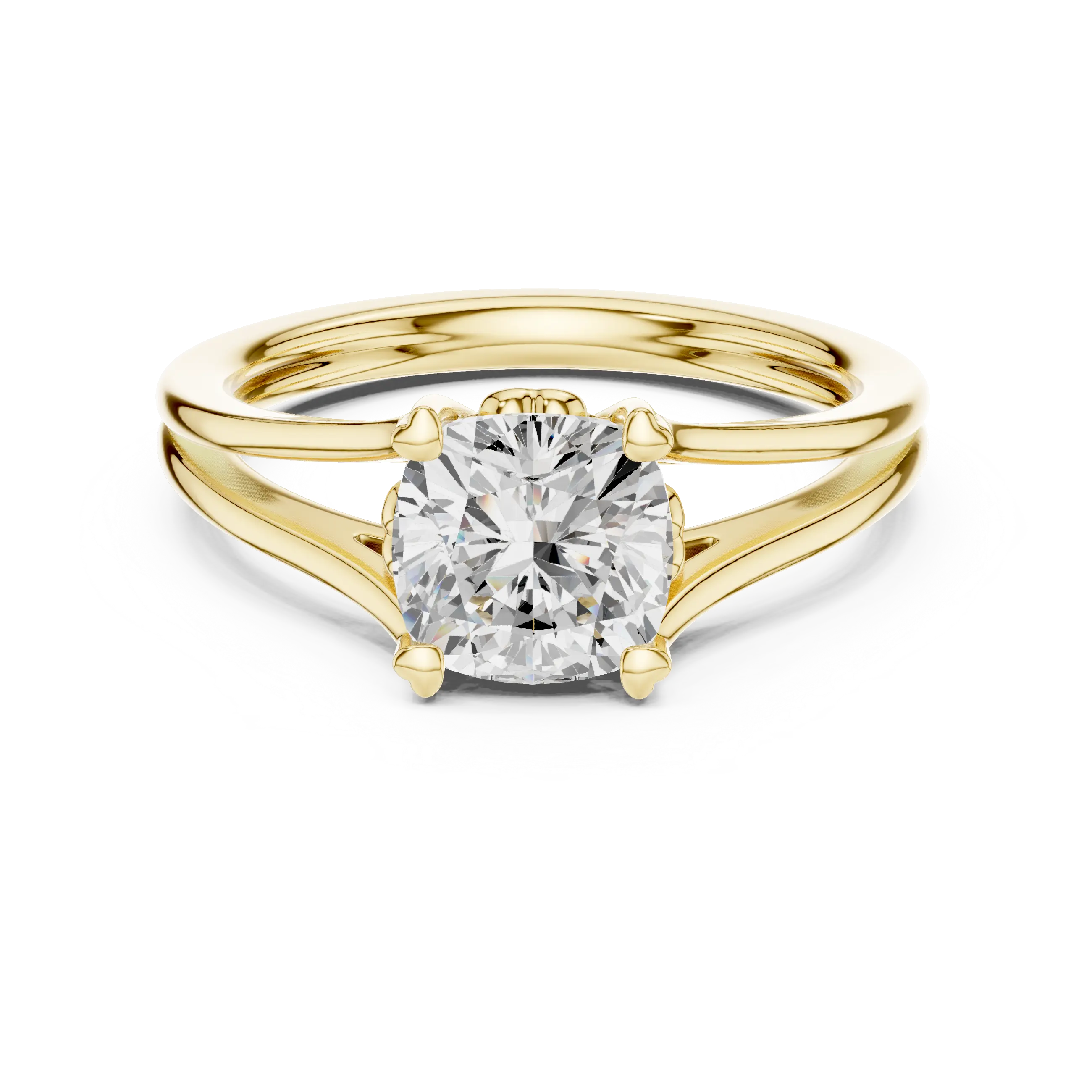 14K White Gold Cushion Cut Split-Shank Solitaire Engagement Ring
