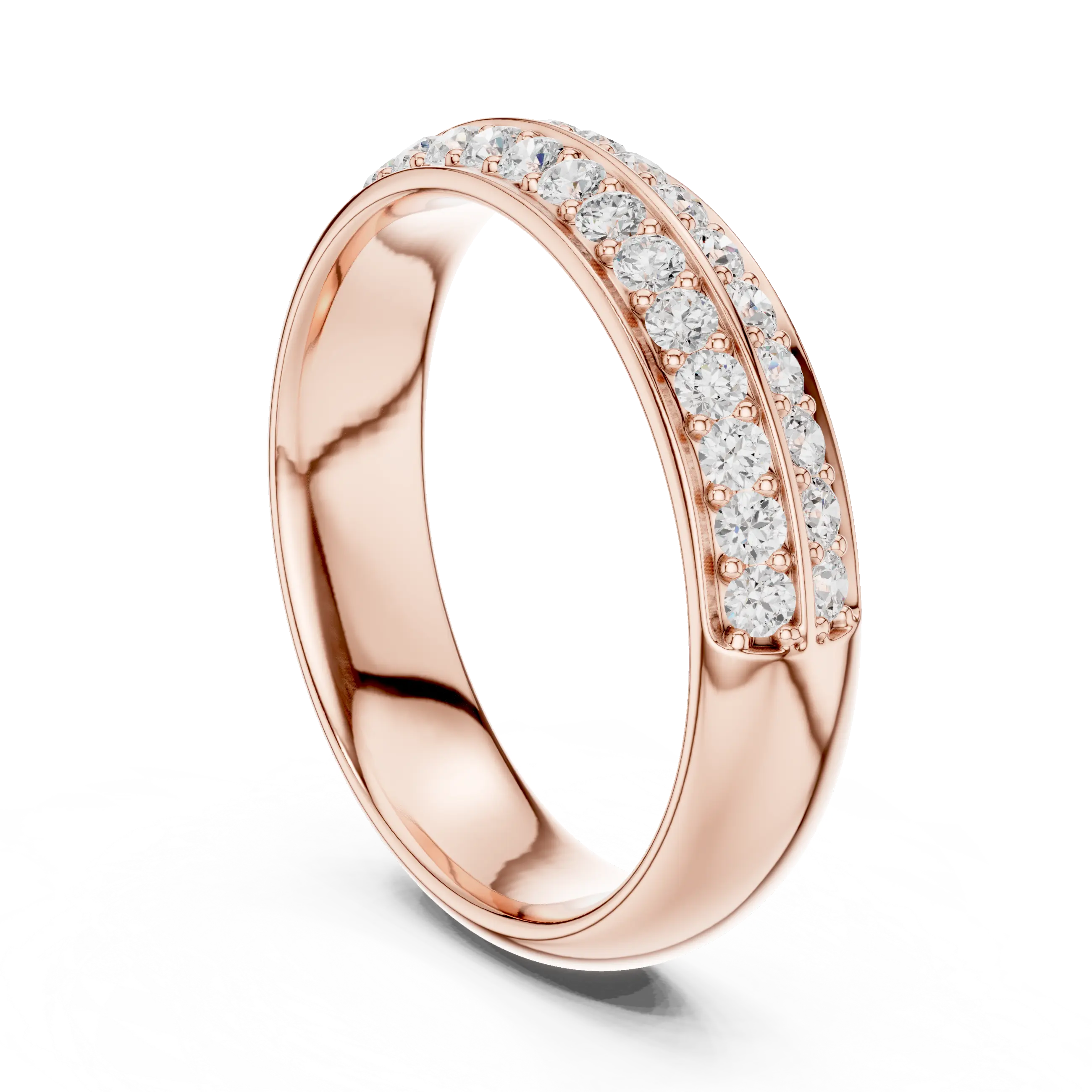 10K White Gold Round Brilliant Diamond Wedding Pave Band