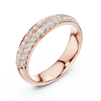 10K White Gold Round Brilliant Diamond Wedding Pave Band