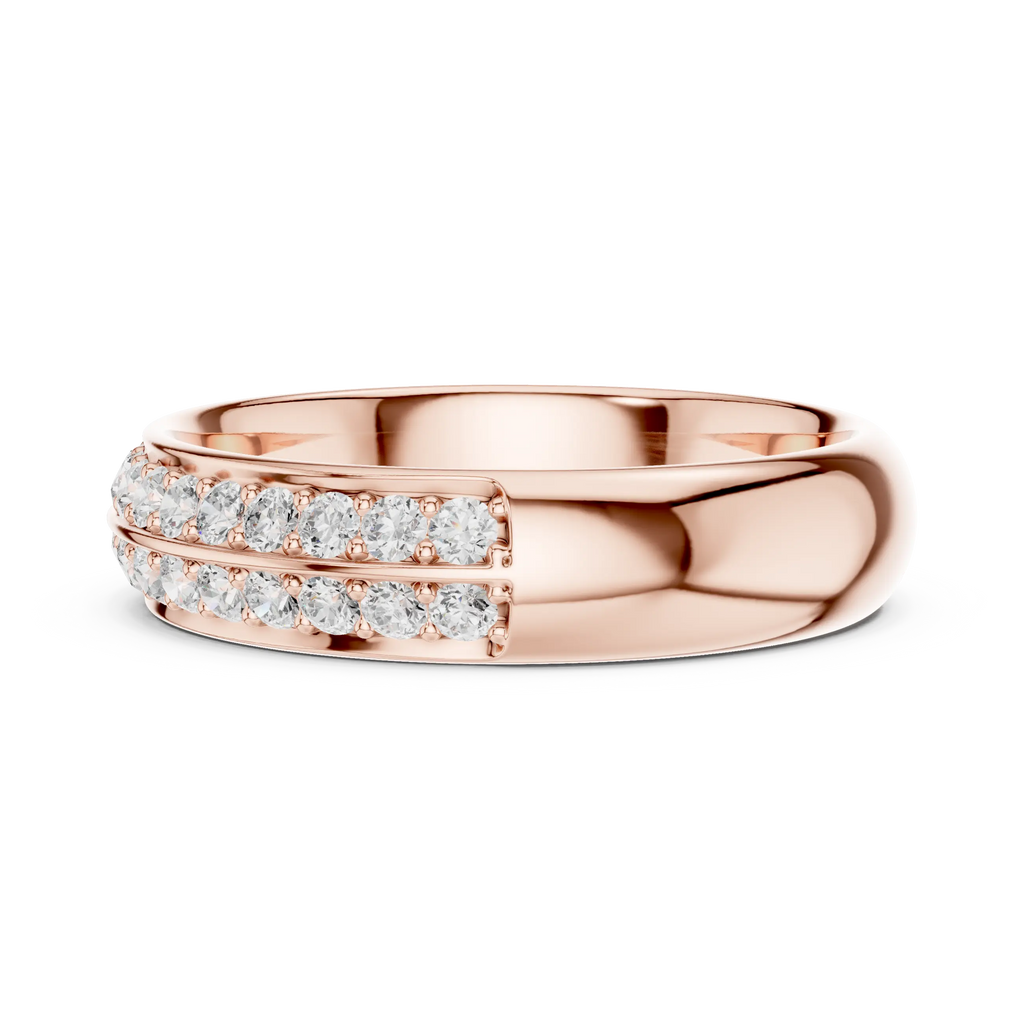 10K White Gold Round Brilliant Diamond Wedding Pave Band