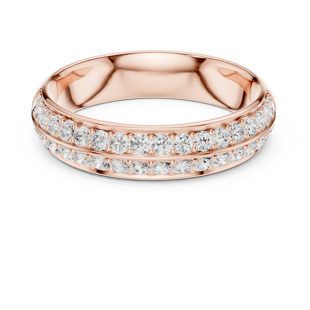 10K White Gold Round Brilliant Diamond Wedding Pave Band