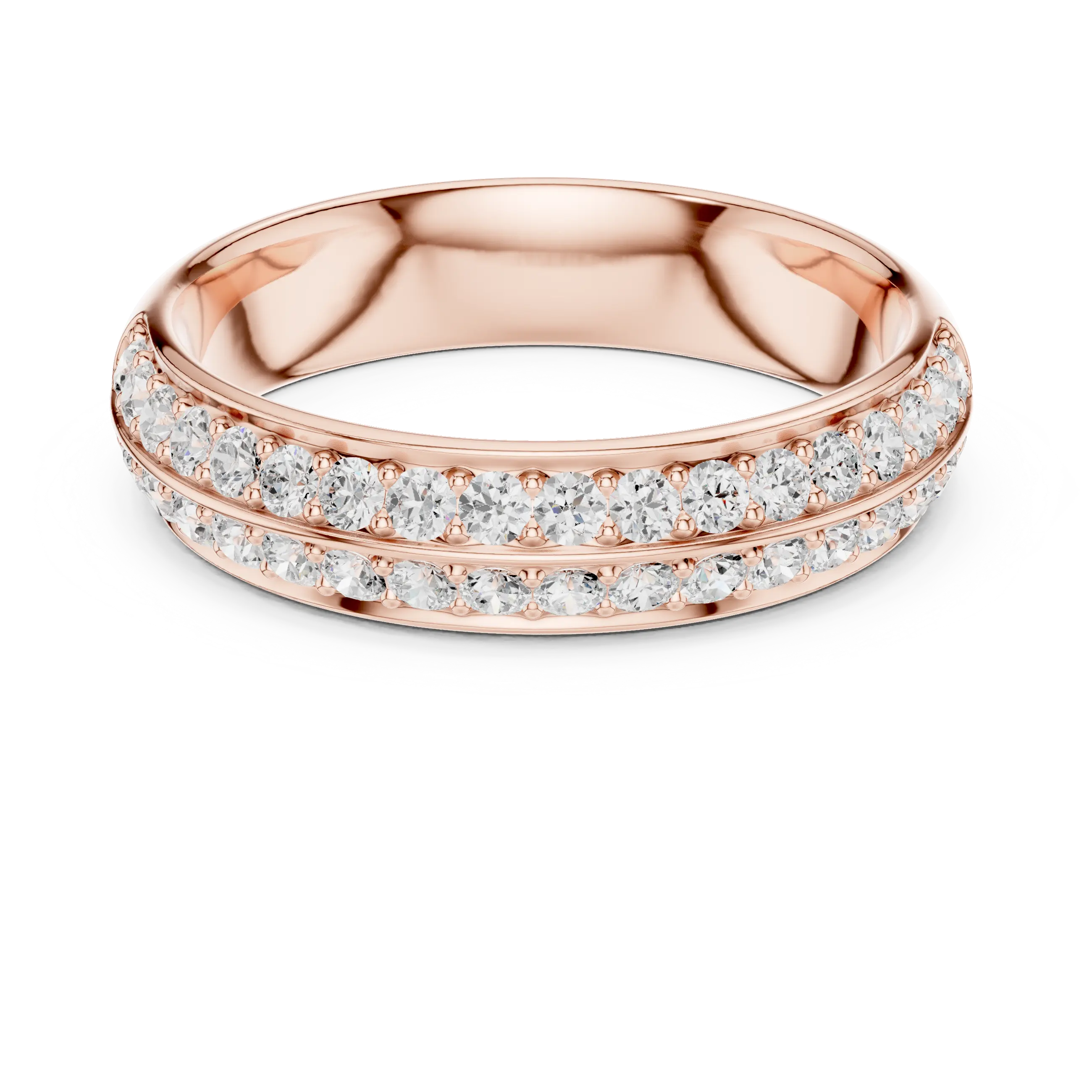 10K White Gold Round Brilliant Diamond Wedding Pave Band