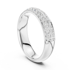 10K White Gold Round Brilliant Diamond Wedding Pave Band
