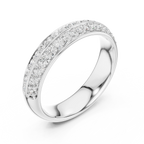 10K White Gold Round Brilliant Diamond Wedding Pave Band