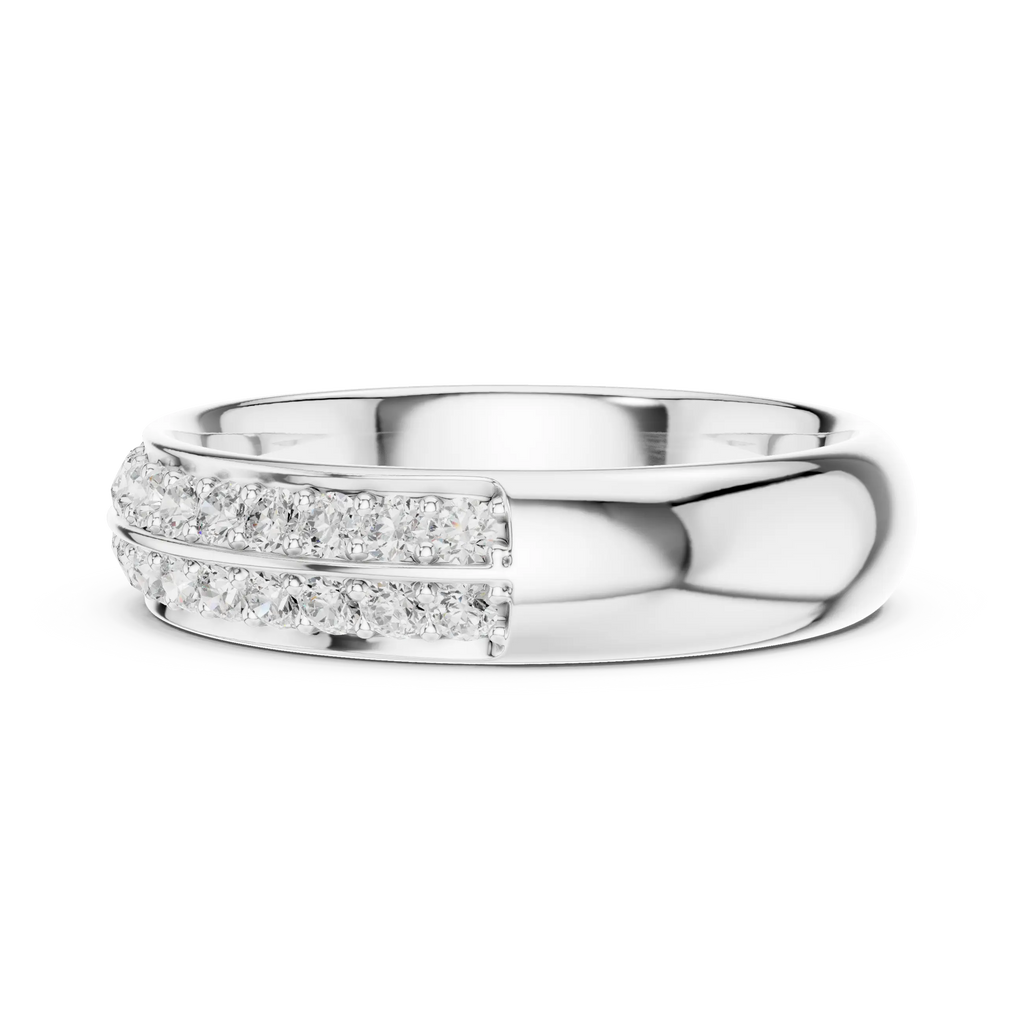 10K White Gold Round Brilliant Diamond Wedding Pave Band