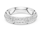 10K White Gold Round Brilliant Diamond Wedding Pave Band