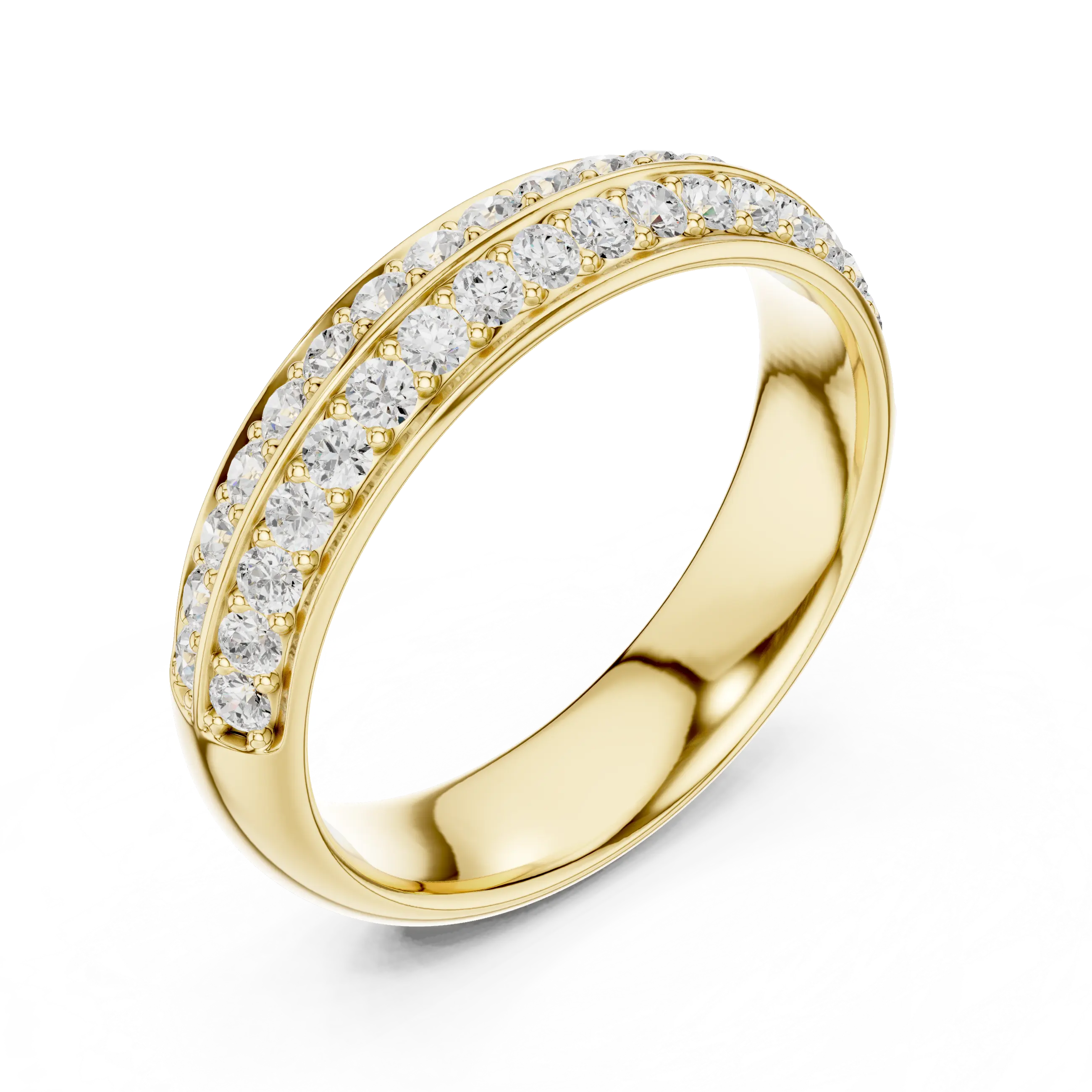 10K White Gold Round Brilliant Diamond Wedding Pave Band