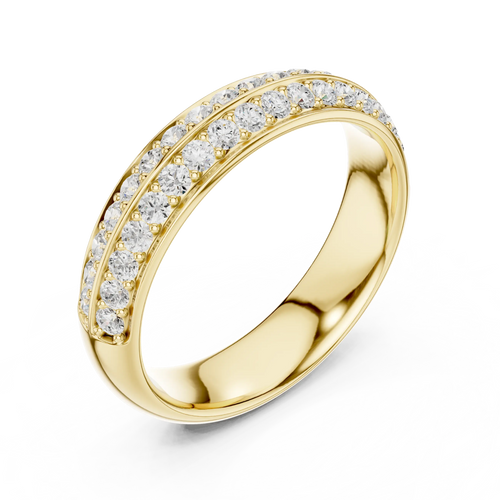 10K White Gold Round Brilliant Diamond Wedding Pave Band