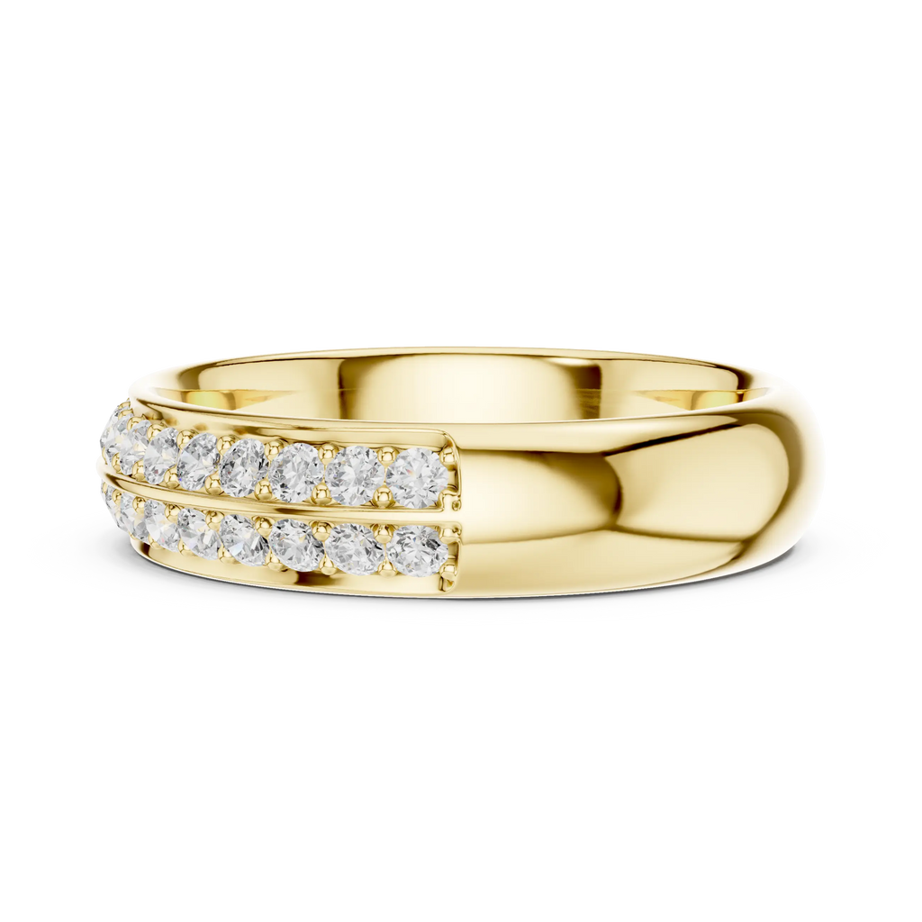 10K White Gold Round Brilliant Diamond Wedding Pave Band
