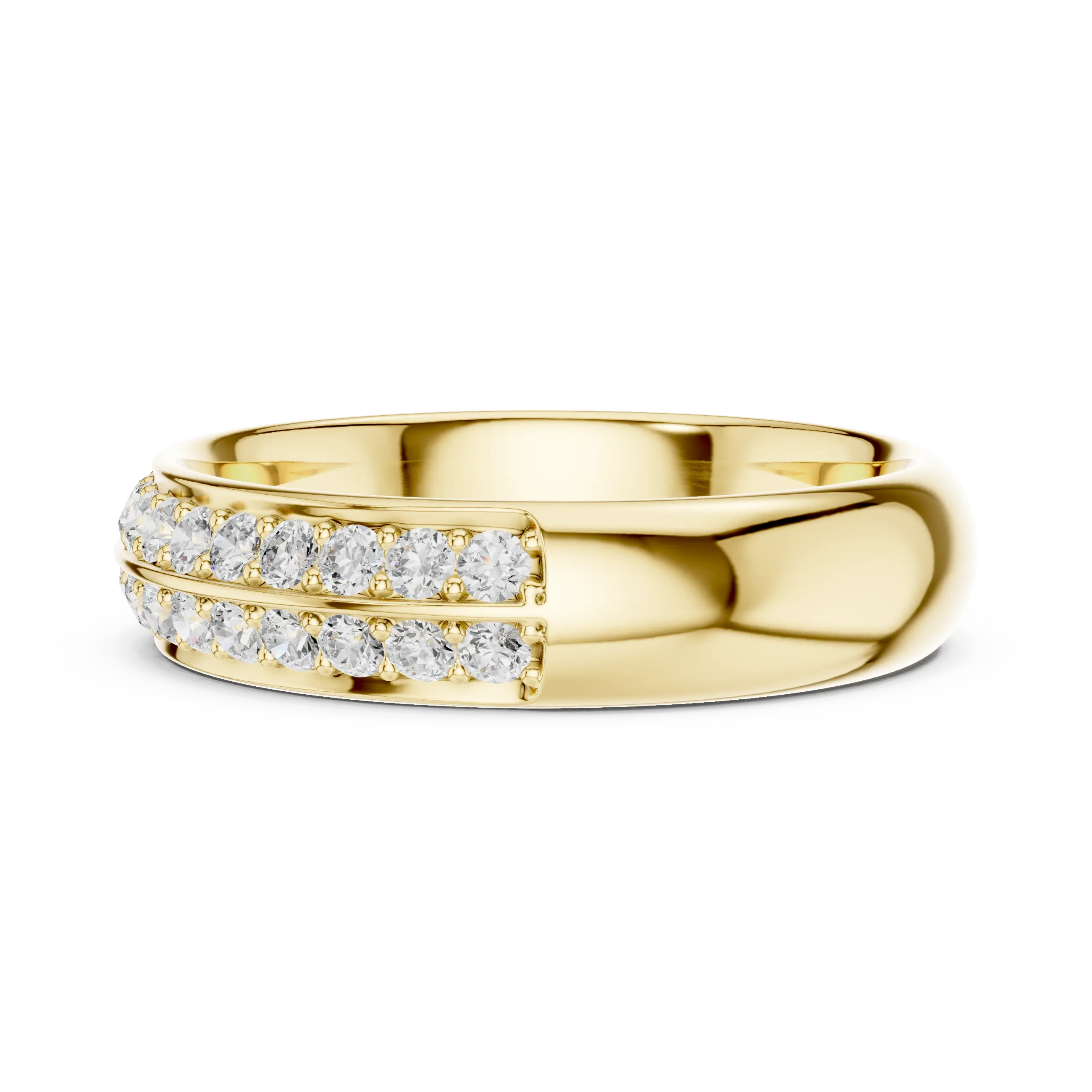 10K White Gold Round Brilliant Diamond Wedding Pave Band