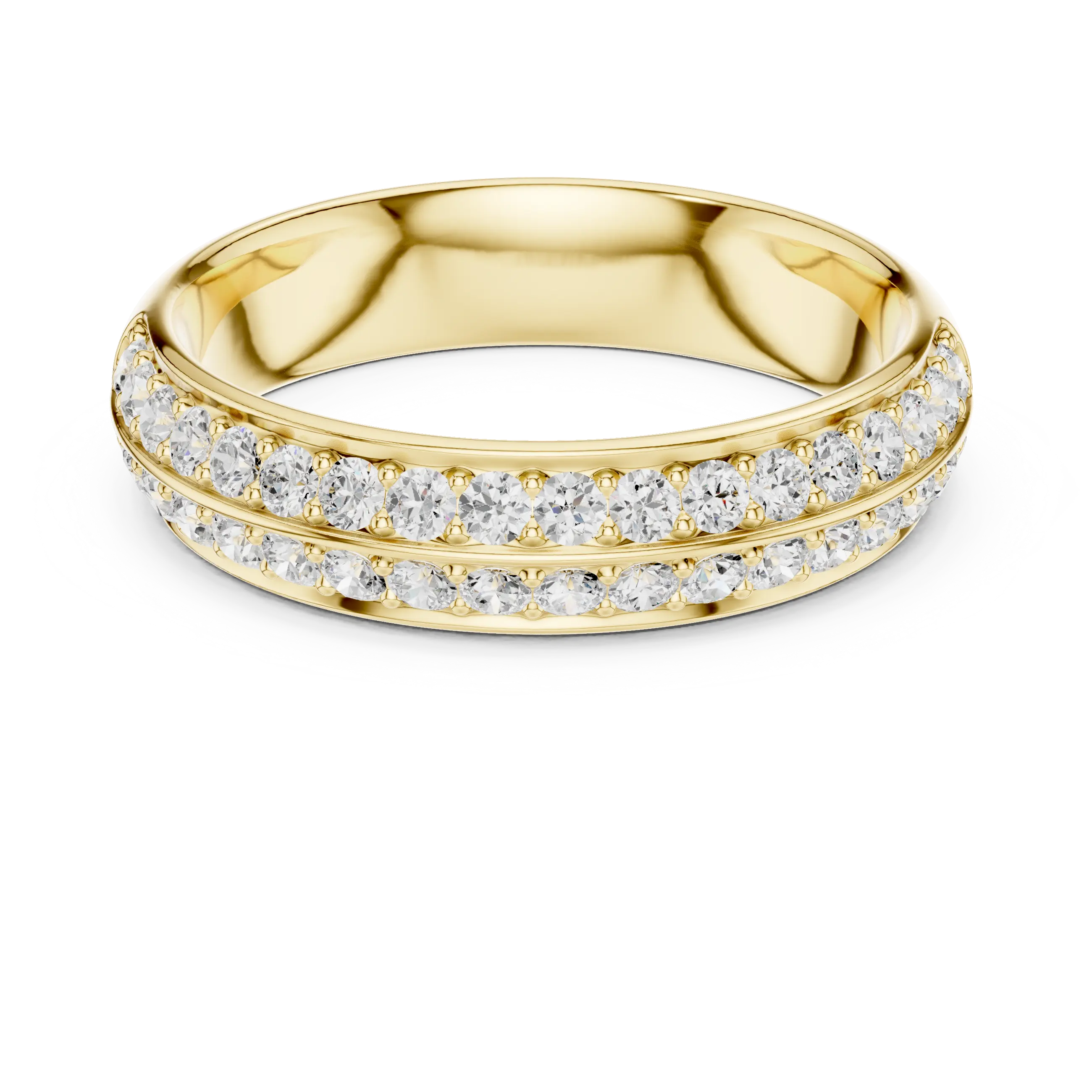 10K White Gold Round Brilliant Diamond Wedding Pave Band