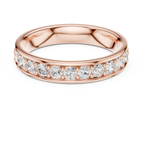 14K Rose Gold Single-Row Round Brilliant Diamond Shared Prong Band
