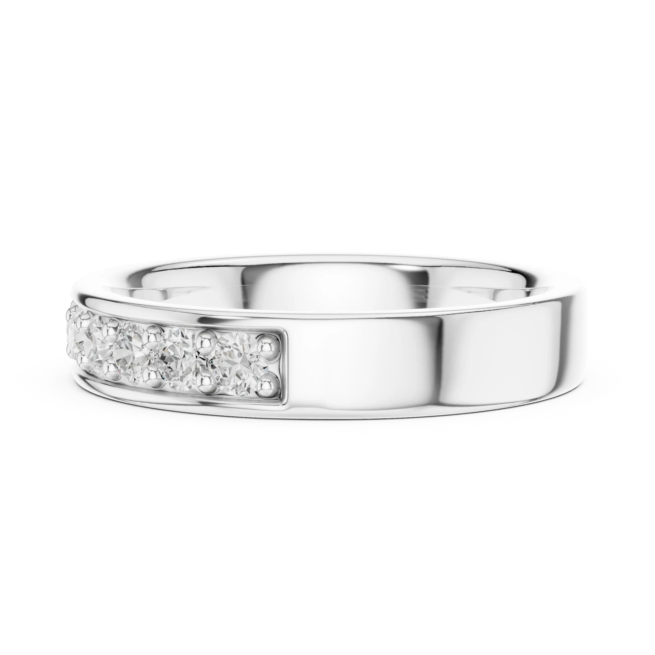 14K Rose Gold Single-Row Round Brilliant Diamond Shared Prong Band