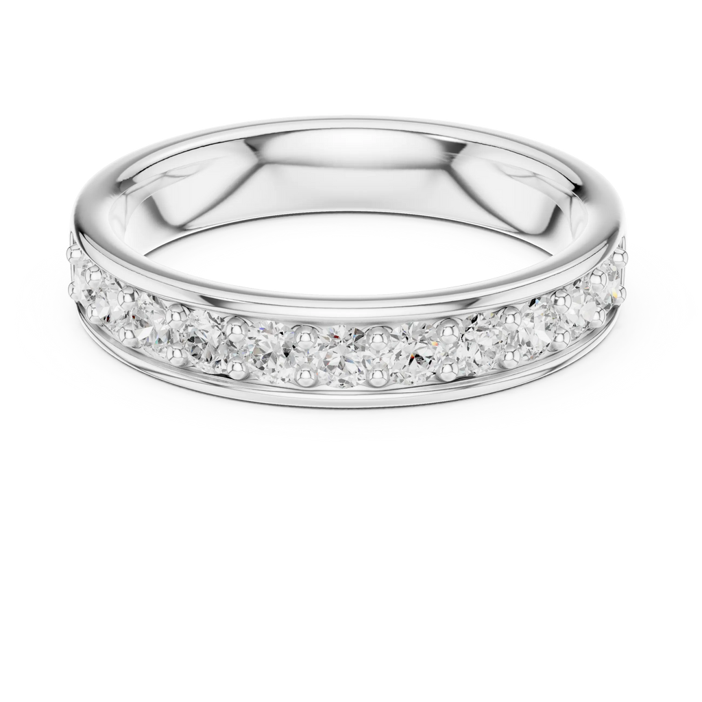 14K Rose Gold Single-Row Round Brilliant Diamond Shared Prong Band