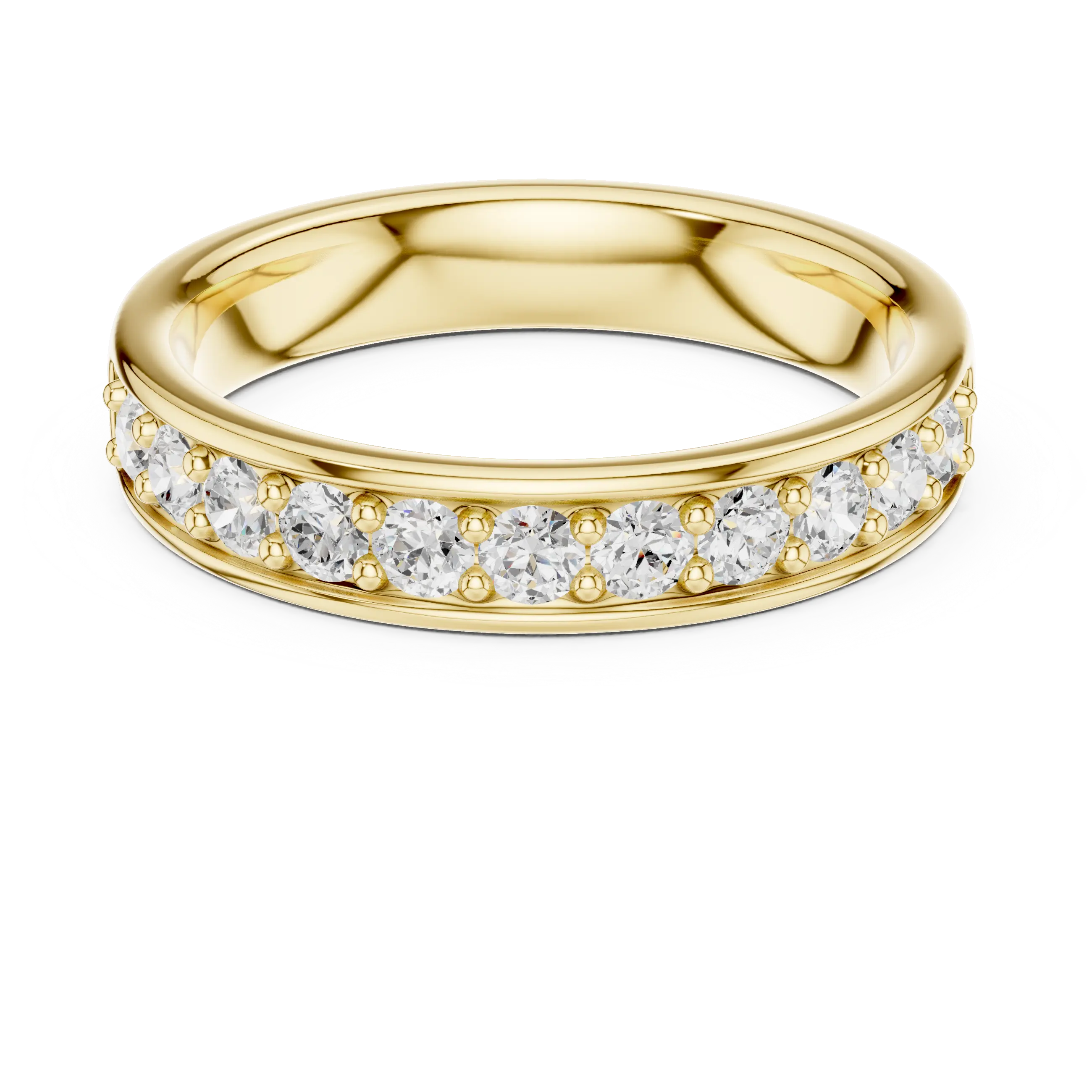 14K Rose Gold Single-Row Round Brilliant Diamond Shared Prong Band