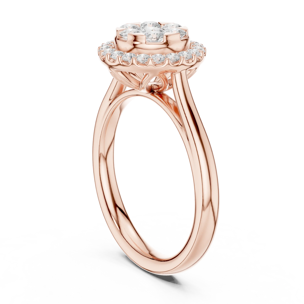 18K White Gold Round Brilliant Cluster Diamond Engagement Ring