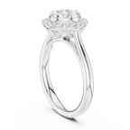 18K White Gold Round Brilliant Cluster Diamond Engagement Ring
