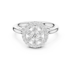 18K White Gold Round Brilliant Cluster Diamond Engagement Ring