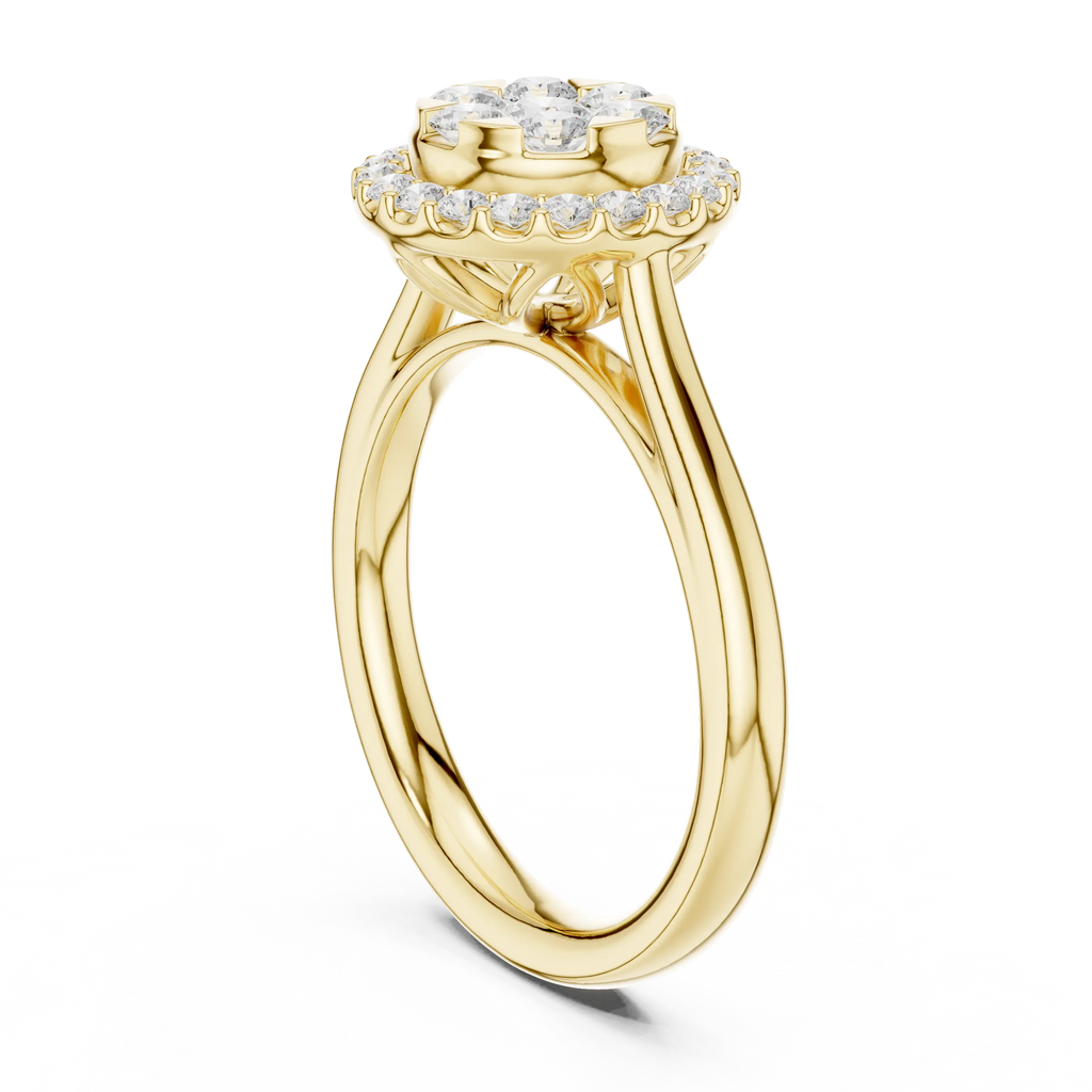 18K White Gold Round Brilliant Cluster Diamond Engagement Ring