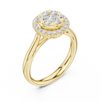 18K White Gold Round Brilliant Cluster Diamond Engagement Ring
