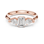 14K Yellow Gold Emerald & Pear Three-Stone Engagement Ring
