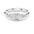 14K Yellow Gold Emerald & Pear Three-Stone Engagement Ring