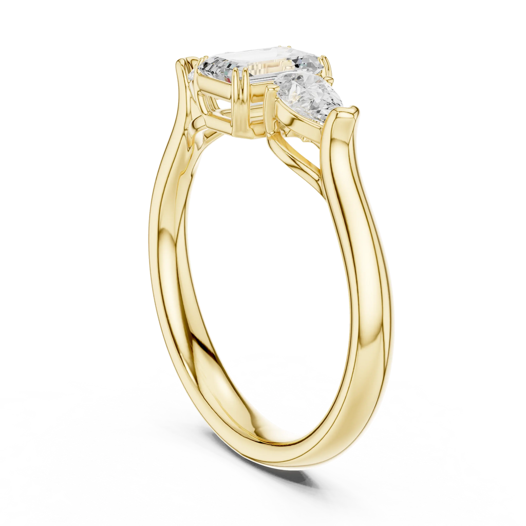 14K Yellow Gold Emerald & Pear Three-Stone Engagement Ring