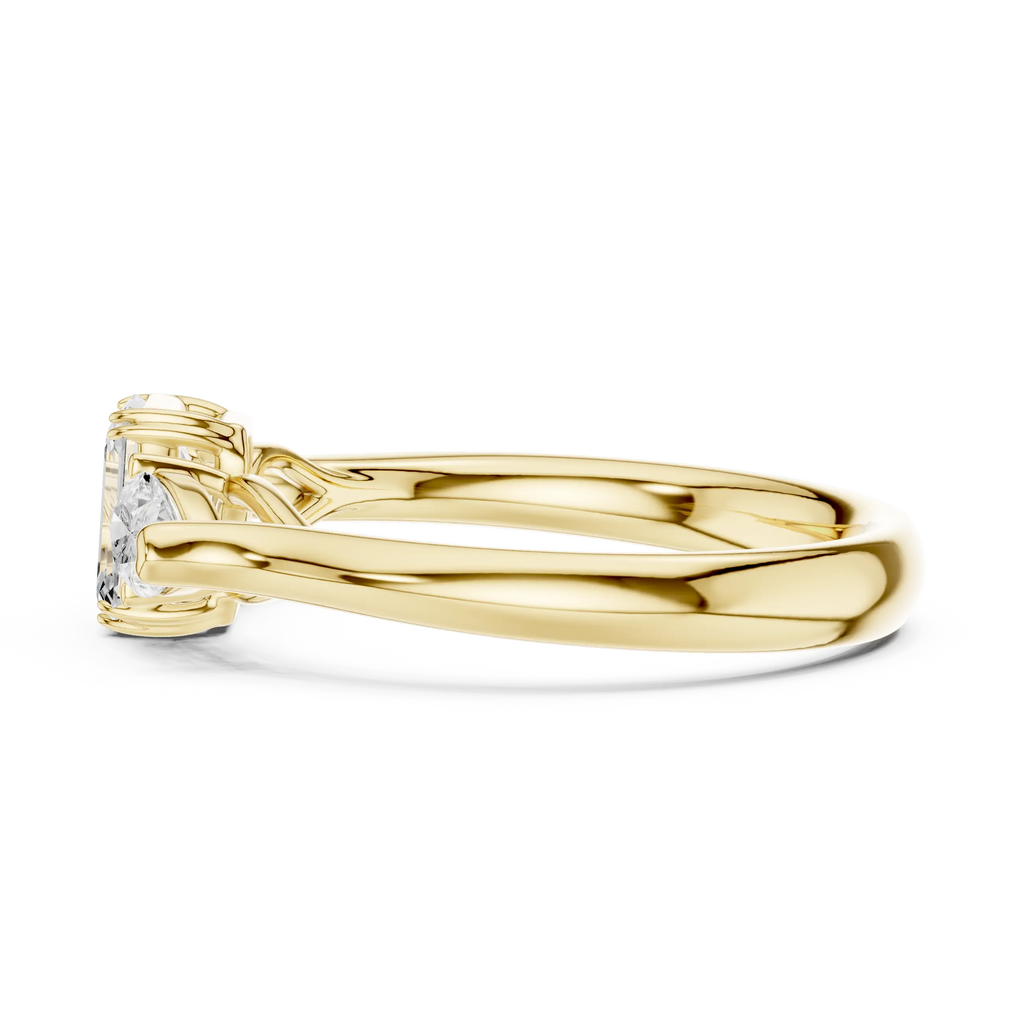 14K Yellow Gold Emerald & Pear Three-Stone Engagement Ring