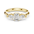 14K Yellow Gold Emerald & Pear Three-Stone Engagement Ring