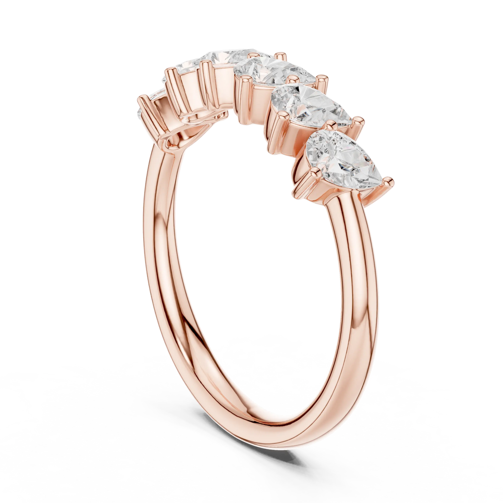 18K White Gold Five-Stone Pear Cut Diamond Wedding Band